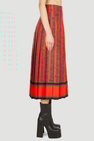 Saia plissada em seda - Vermelho - Gucci