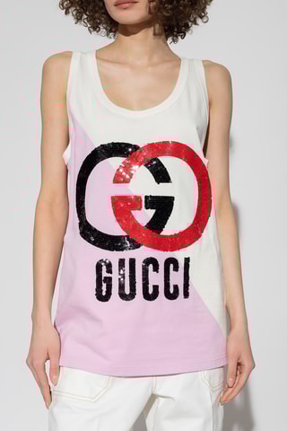 Camisola de alças - Branco e rosa - Gucci