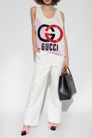 Camisola de alças - Branco e rosa - Gucci