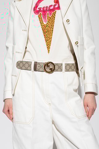 Cinto em couro - Bege e castanho - Gucci