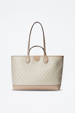 Mala shopper em couro - Bege e branco - Gucci