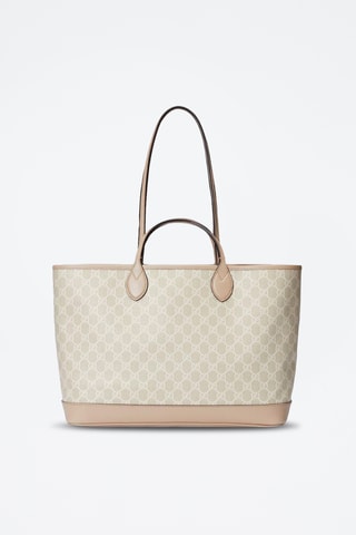 Mala shopper em couro - Bege e branco - Gucci