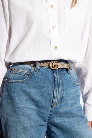 Cinto reversível em couro - Bege - Gucci