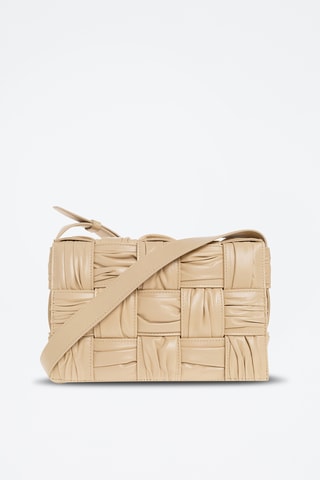 Gevlochten Leren Schoudertas - Beige
