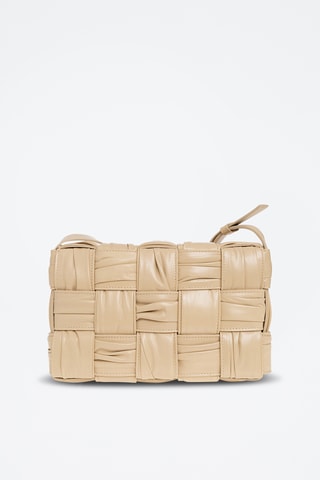 Gevlochten Leren Schoudertas - Beige