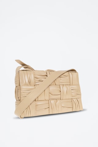 Gevlochten Leren Schoudertas - Beige