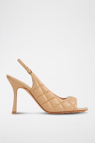 Leren Sandalen met Hak - Beige