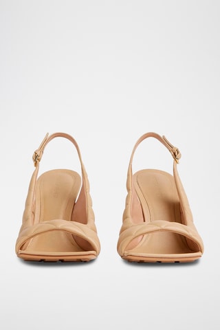 Leren Sandalen met Hak - Beige