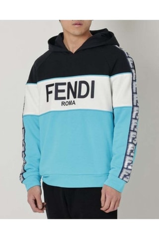 Sweat com capuz - Branco e azul-celeste - Fendi