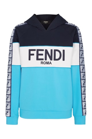 Sweat com capuz - Branco e azul-celeste - Fendi