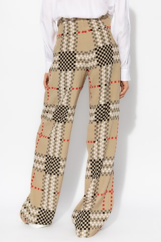 Calças em seda cintura subida - Bege - Burberry