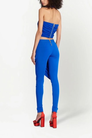 Crop top em seda - Azul-real - Balmain