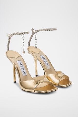 Leren Sandalen met Hak - Goudkleurig