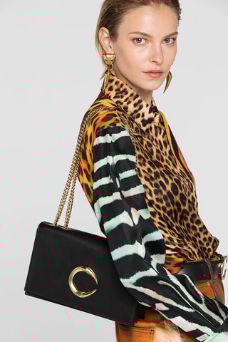 Mala de ombro em couro - Preto - Cavalli Class