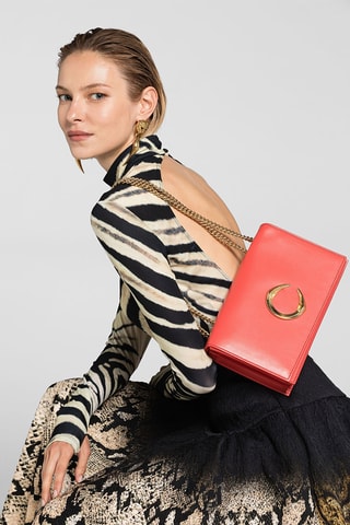 Mala de ombro em couro - Vermelho - Cavalli Class