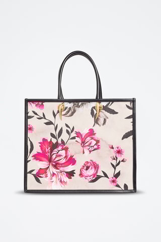 Mala shopper em couro - Preto e cru - Cavalli Class