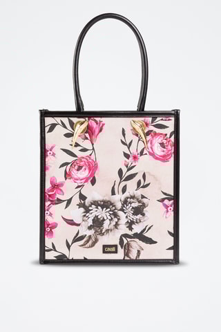 Mala shopper em couro - Preto e cru - Cavalli Class