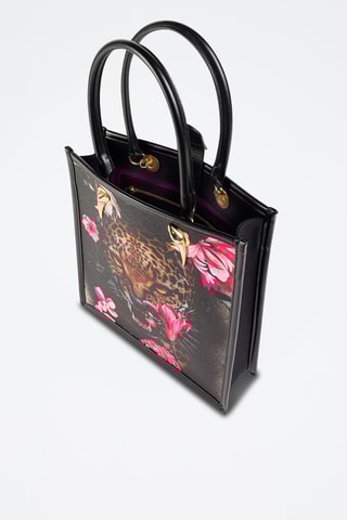 Mala shopper em couro - Preto e cru - Cavalli Class