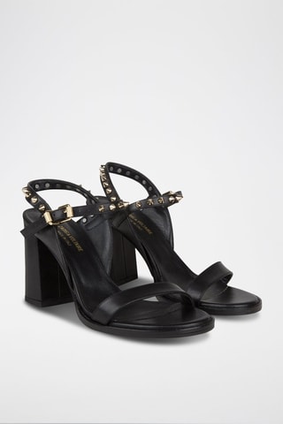 Sandales à talons en cuir - Noir