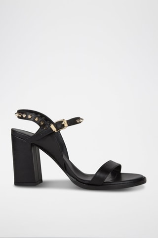 Sandales à talons en cuir - Noir