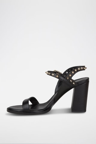 Sandales à talons en cuir - Noir