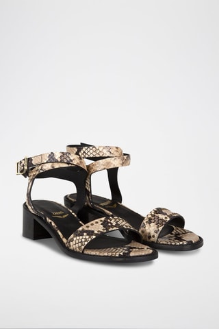 Sandales à talons en cuir - Beige