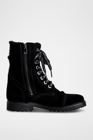 Bottines fourrées en cuir - Noir
