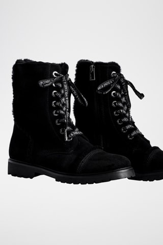 Bottines fourrées en cuir - Noir