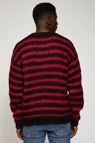 Pull en mérinos - Noir et rouge