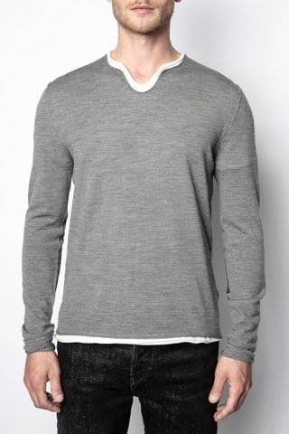 Pull en mérinos - Gris chiné