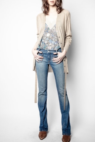 Gilet long en cachemire - Beige