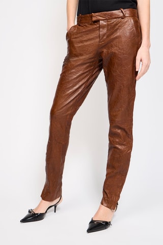 Pantalon en cuir d’agneau taille haute - Camel