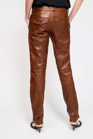 Pantalon en cuir d’agneau taille haute - Camel