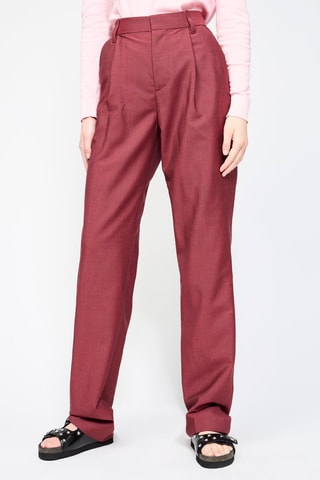 Pantalon en laine et mohair taille haute - Bordeaux