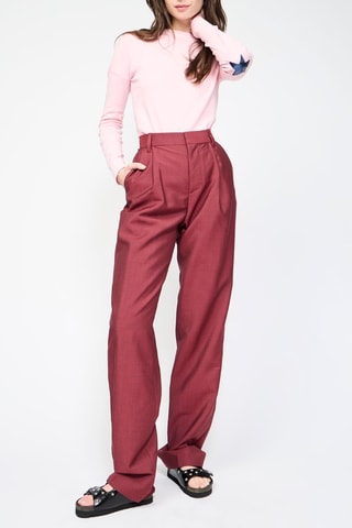 Pantalon en laine et mohair taille haute - Bordeaux