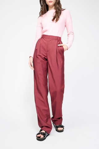Pantalon en laine et mohair taille haute - Bordeaux