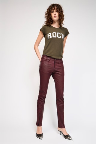 Pantalon en cuir d’agneau - Bordeaux