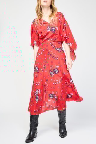 Robe midi en soie - Rouge