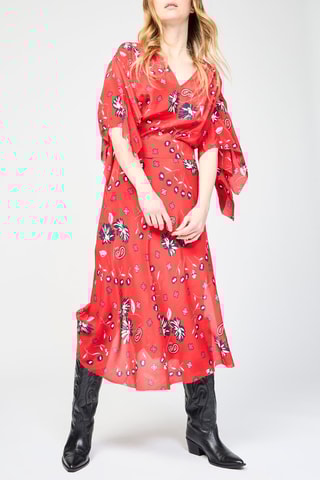 Robe midi en soie - Rouge