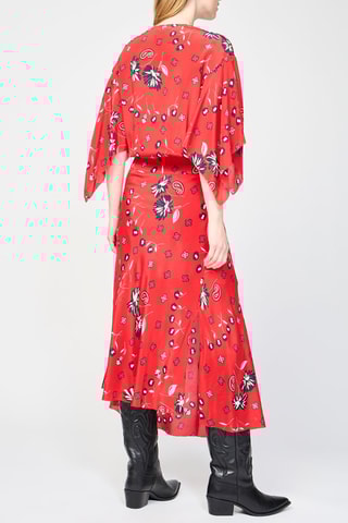 Robe midi en soie - Rouge