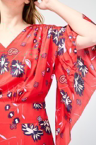 Robe midi en soie - Rouge