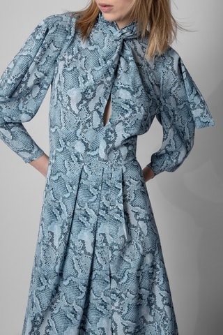 Robe midi en soie - Bleu