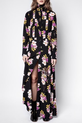 Robe longue en soie - Noir