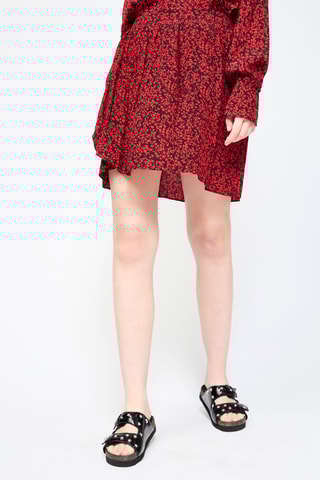 Jupe patineuse taille haute - Rouge