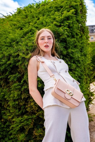 Sac bandoulière en cuir Aria - Rose clair