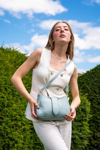 Sac bandoulière en cuir Jenna - Bleu clair