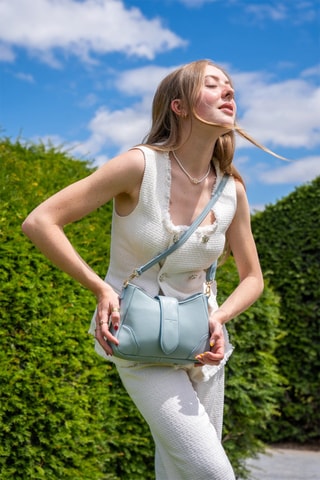 Sac bandoulière en cuir Jenna - Bleu clair
