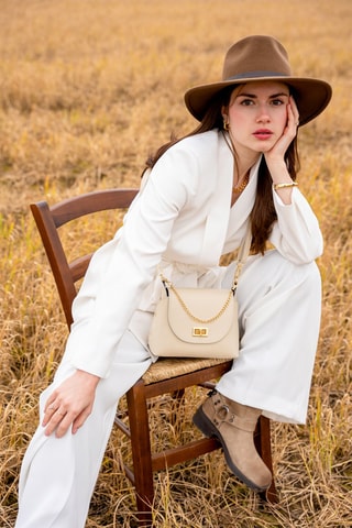 Sac bandoulière en cuir Zia - Blanc