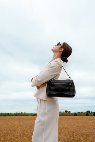Sac bandoulière en cuir Layla - Noir