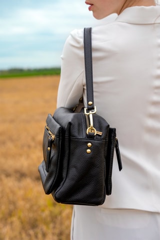 Sac bandoulière en cuir Layla - Noir